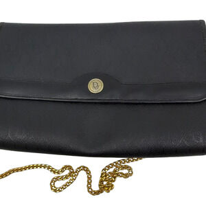 Dior Vintage Flap Chain Black Diorissimo Coated Canvas Shoul